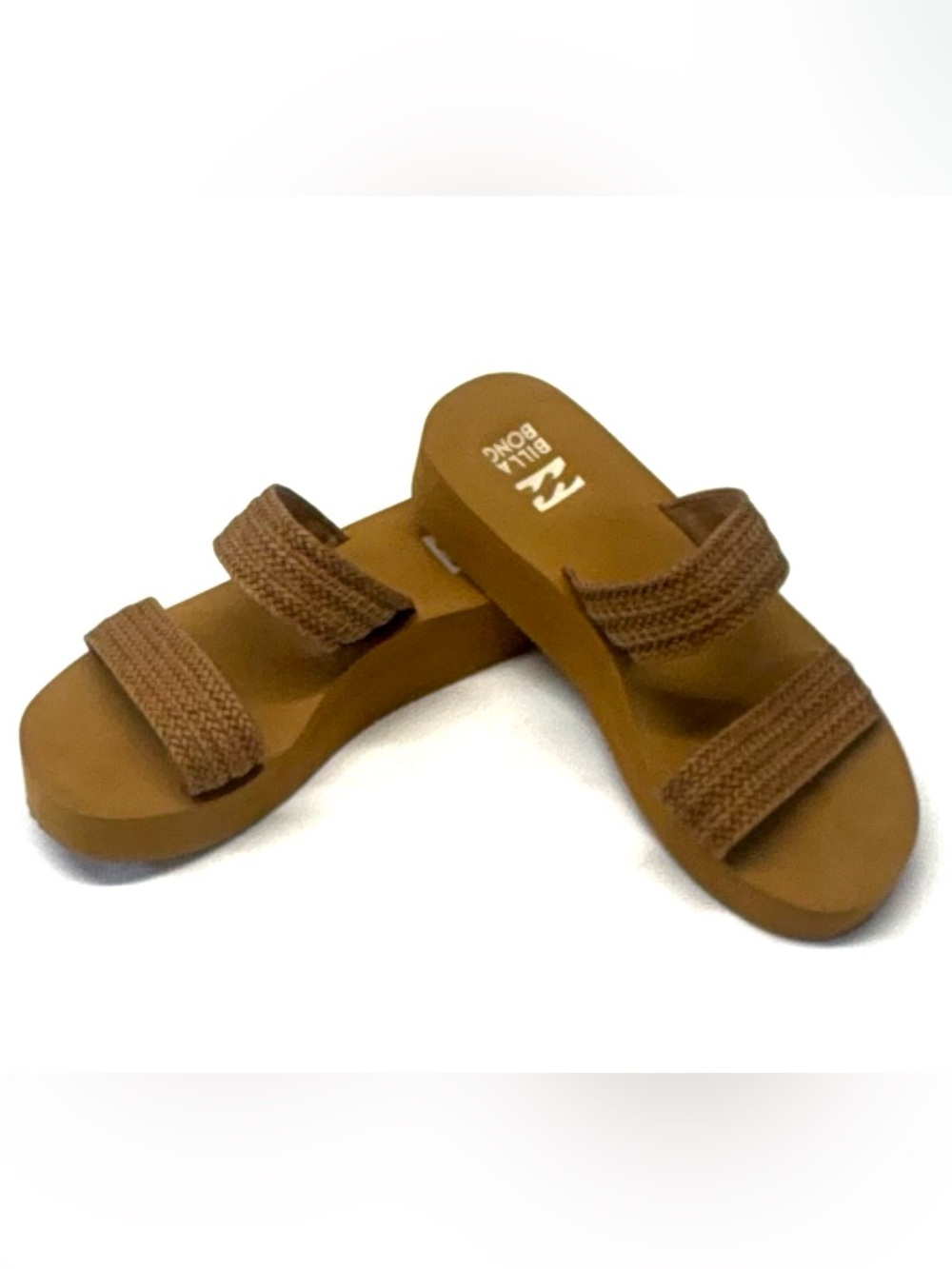 Billabong Ava Double Strap Woven Slide Sandals Tan Size8